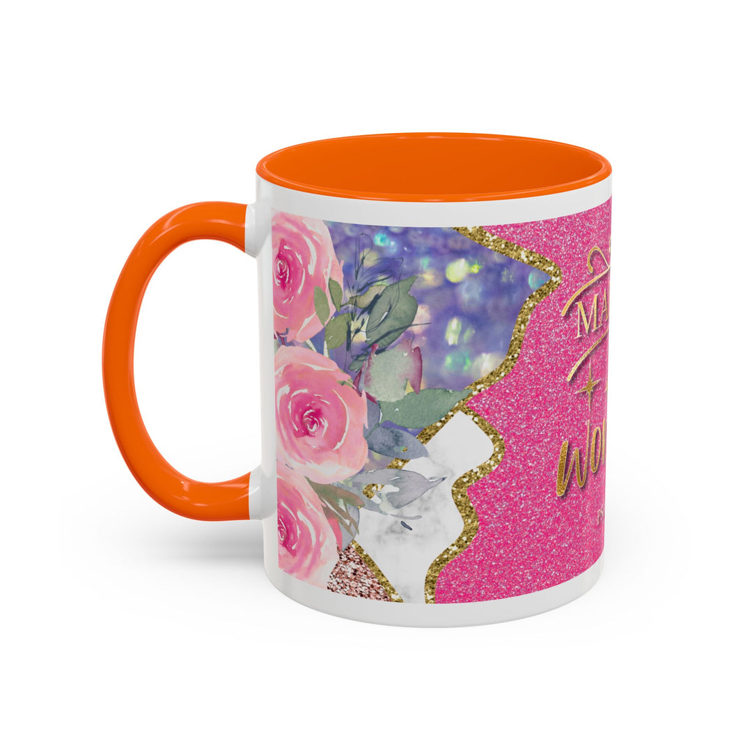 Made to Worship  Pink Glitter Floral Christian Mug