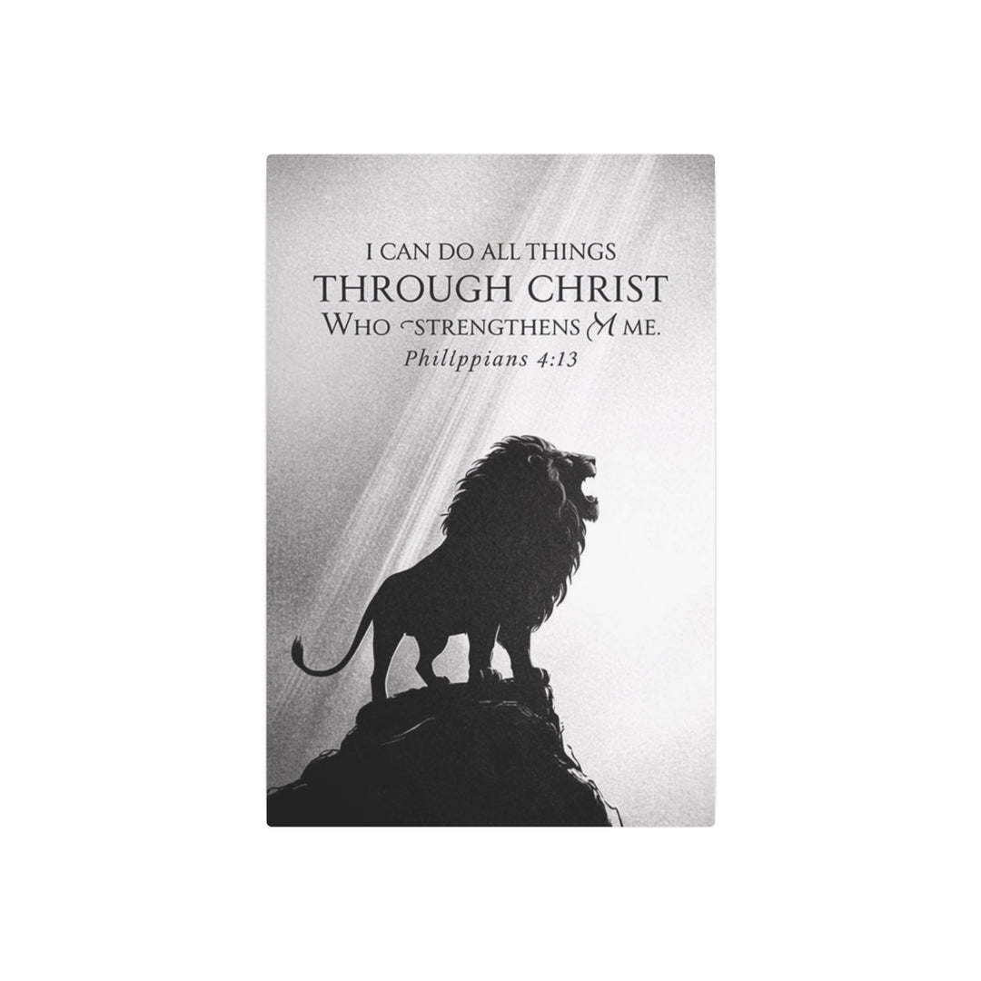 "Lion of Judah - Philippians 4:13" - Strength & Faith Metal Wall Art