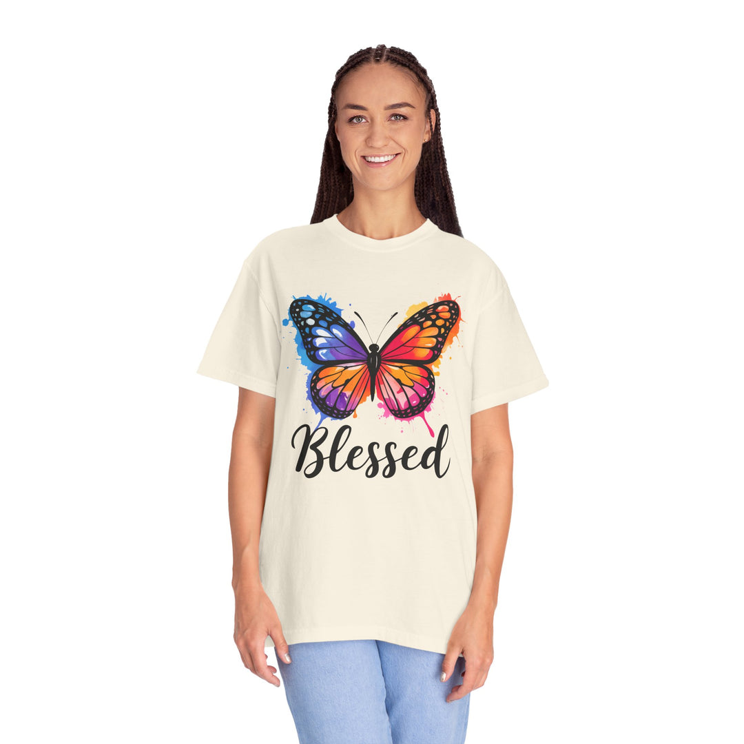 Watercolor Butterfly T-Shirt Blessed Radiant Renewed Unshakably Blessed
