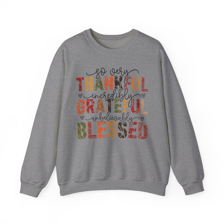 Thankful Grateful Blessed Sweatshirt | Cozy Fall Crewneck | Perfect Gift for Thanksgiving, Family Gatherings, Daily Comfort, Holiday Wear