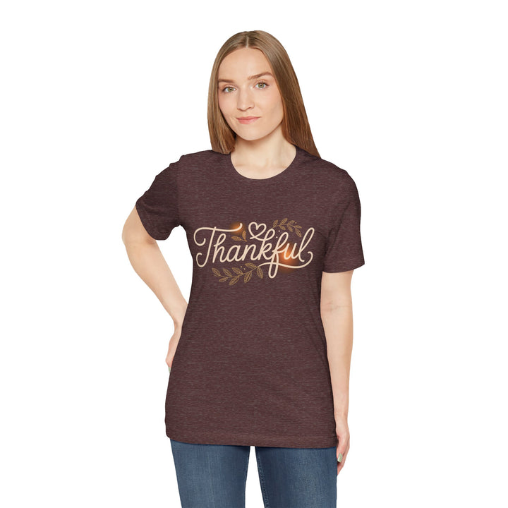 Thankful Tee - Unisex Jersey Short Sleeve Shirt for Thanksgiving, Gratitude Gift, Casual Wear, Family Gathering, Everyday Comfort