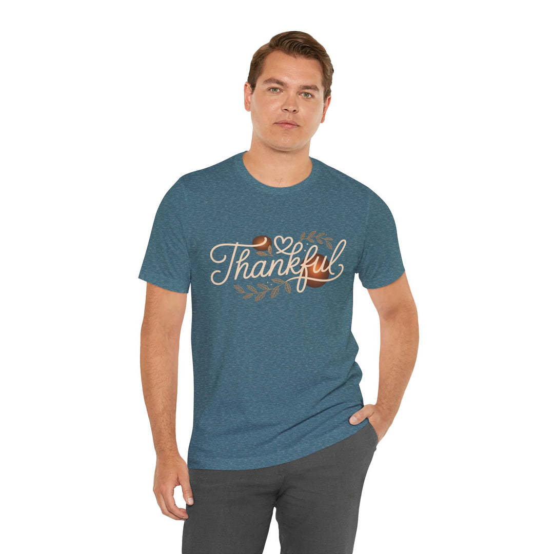 Thankful Tee - Unisex Jersey Short Sleeve Shirt for Thanksgiving, Gratitude Gift, Casual Wear, Family Gathering, Everyday Comfort