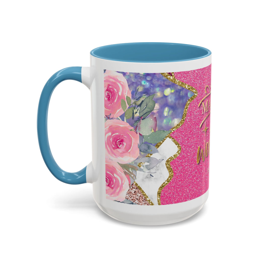 Made to Worship  Pink Glitter Floral Christian Mug