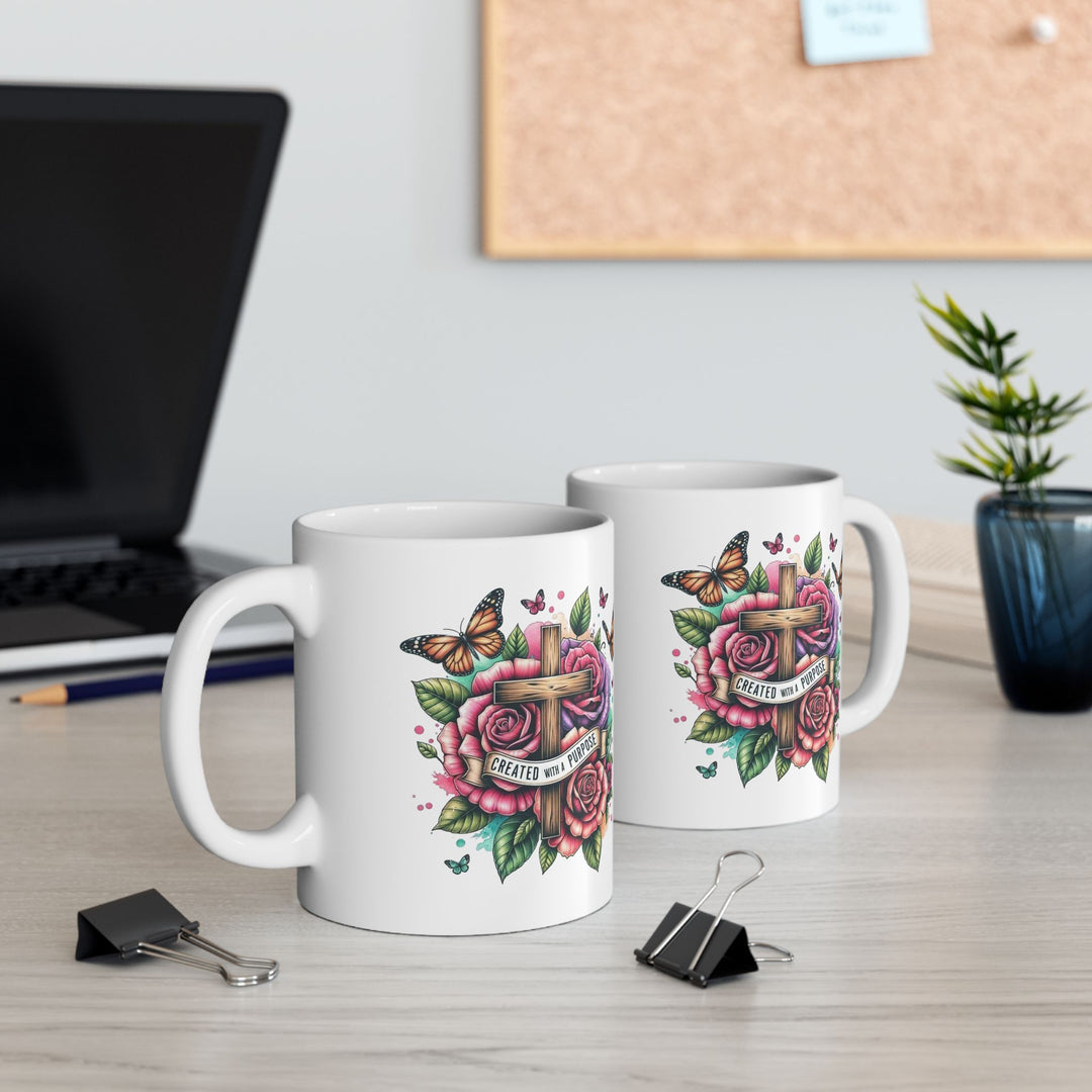 Inspirational Cross Ceramic Mug | 11oz & 15oz | Perfect Gift for Faith-Based Celebrations