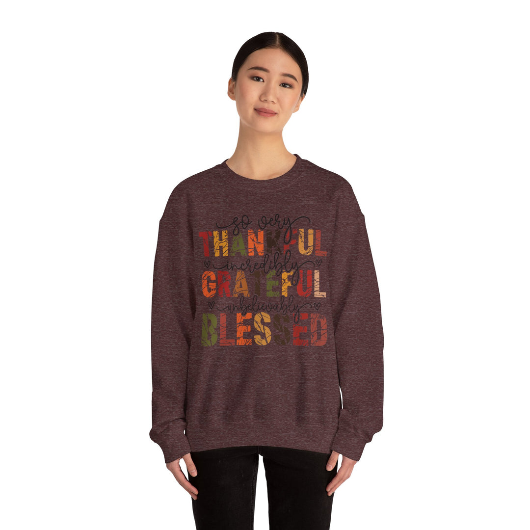 Thankful Grateful Blessed Sweatshirt | Cozy Fall Crewneck | Perfect Gift for Thanksgiving, Family Gatherings, Daily Comfort, Holiday Wear