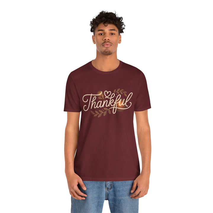 Thankful Tee - Unisex Jersey Short Sleeve Shirt for Thanksgiving, Gratitude Gift, Casual Wear, Family Gathering, Everyday Comfort