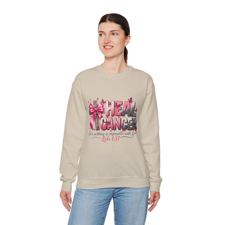 Inspirational Cancer Awareness Crewneck Sweatshirt, Comfort for Fighters, Supportive Gift, Breast Cancer Awareness, Faith & Hope