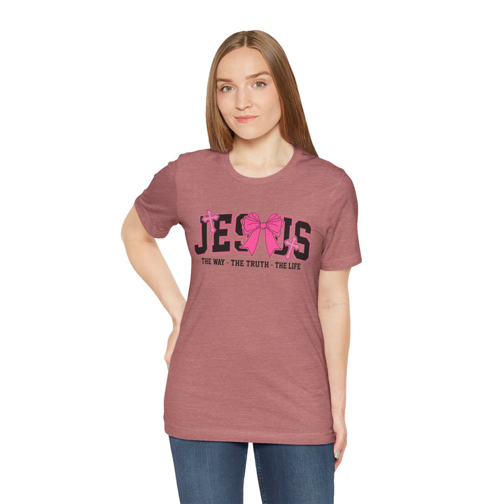 Jesus The Way The Truth The Life Pink Bow T-Shirt