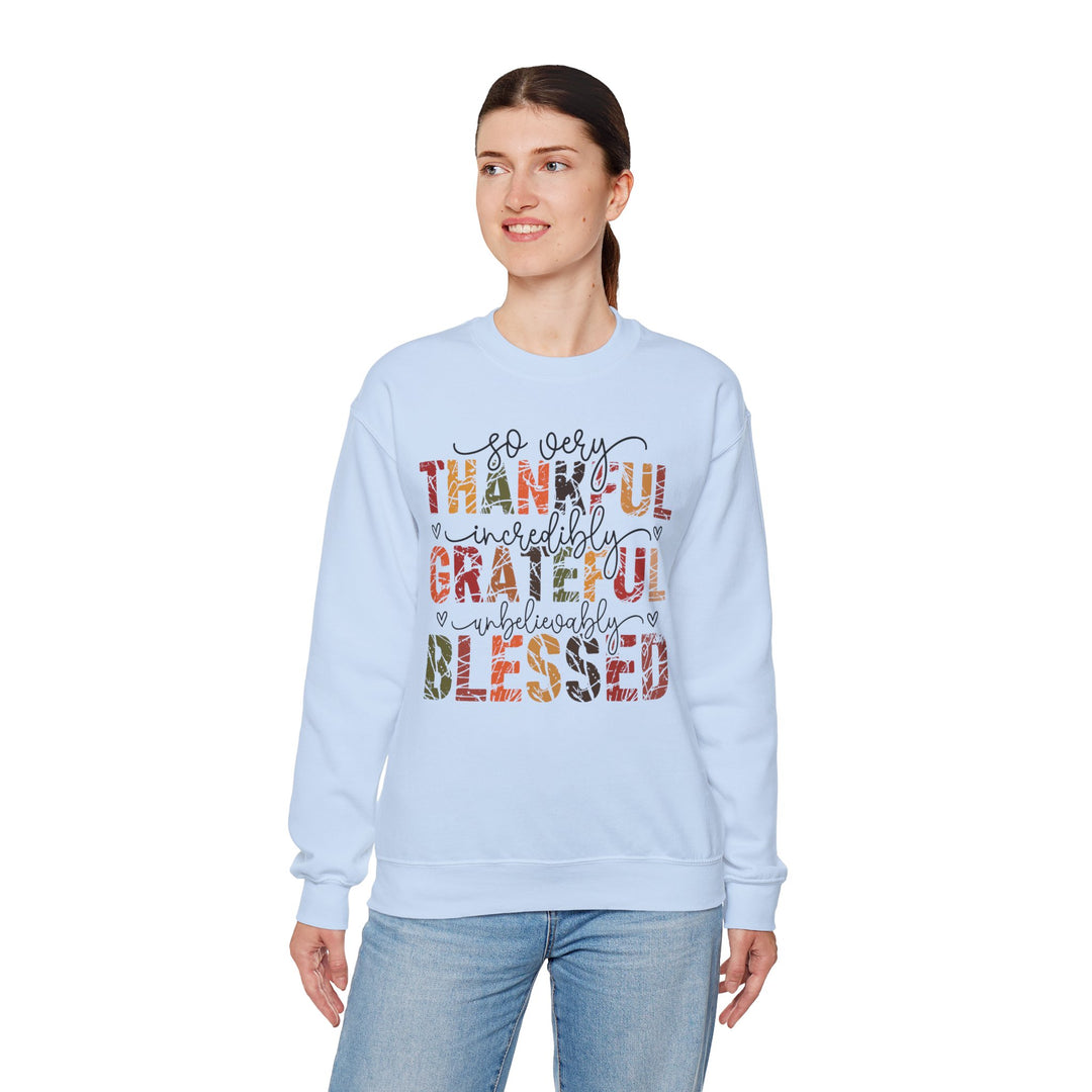 Thankful Grateful Blessed Sweatshirt | Cozy Fall Crewneck | Perfect Gift for Thanksgiving, Family Gatherings, Daily Comfort, Holiday Wear