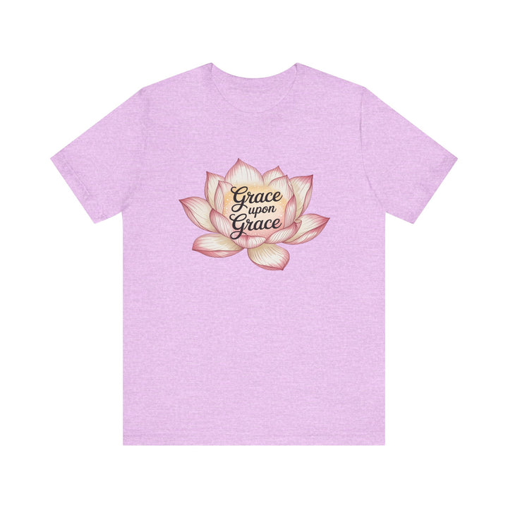 Lotus Blossom Inspirational Tee, Grace Upon Grace T-shirt, Mindfulness Gift, Spiritual Apparel, Relaxed Fit Tee, Yoga Wear
