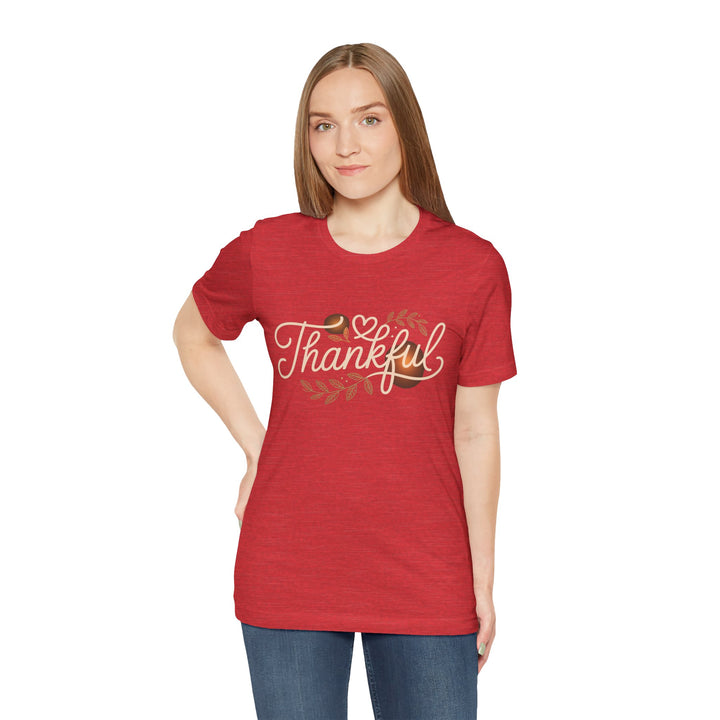 Thankful Tee - Unisex Jersey Short Sleeve Shirt for Thanksgiving, Gratitude Gift, Casual Wear, Family Gathering, Everyday Comfort