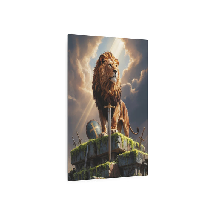 "Lion Warrior - Be Strong and Courageous" - Christian Warrior Metal Wall Art