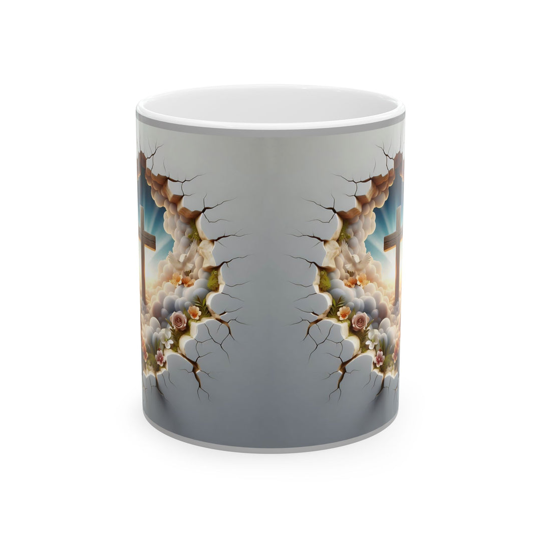 3D Christian Cross Ceramic Mug - Nature-Inspired Coffee Cup, Unique Gift for Nature Lovers, Home Decor, Morning Coffee, Relaxing Moments