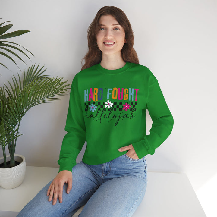 Hard Fought Hallelujah Sweatshirt | Inspirational Crewneck | Gift for Her | Cozy Casual Wear | Perfect for Holidays and Celebrations