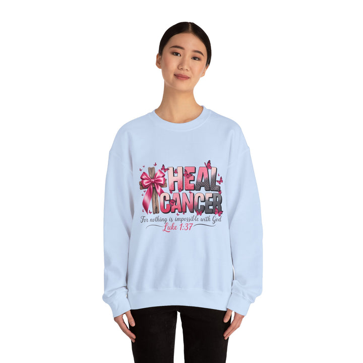 Inspirational Cancer Awareness Crewneck Sweatshirt, Comfort for Fighters, Supportive Gift, Breast Cancer Awareness, Faith & Hope