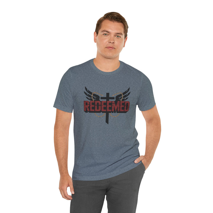 Christian Themed Unisex Short Sleeve Tee, Redeemed Shirt, Faith-Based Apparel, Inspirational T-Shirt, Spiritual Gift, Casual Wear