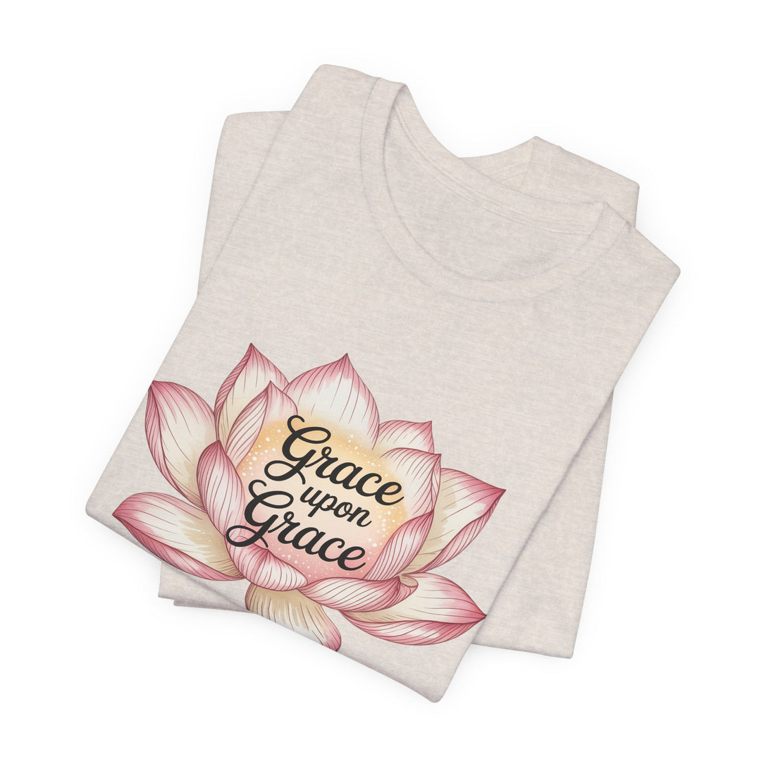 Lotus Blossom Inspirational Tee, Grace Upon Grace T-shirt, Mindfulness Gift, Spiritual Apparel, Relaxed Fit Tee, Yoga Wear