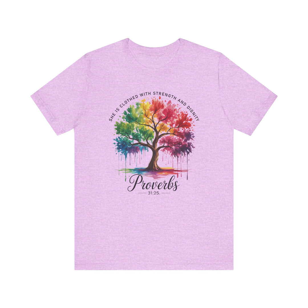 Rainbow Tree of Life Tee - Proverbs 31:25 Inspirational Shirt