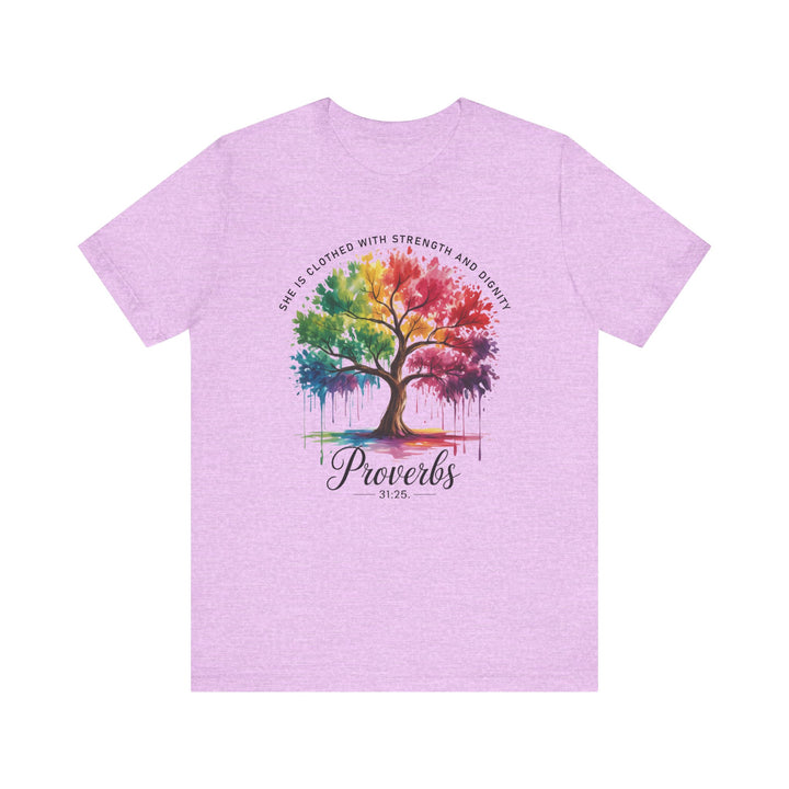 Rainbow Tree of Life Tee - Proverbs 31:25 Inspirational Shirt