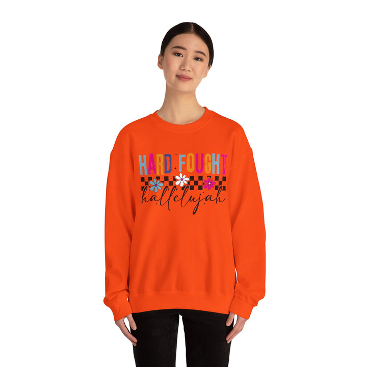 Hard Fought Hallelujah Sweatshirt | Inspirational Crewneck | Gift for Her | Cozy Casual Wear | Perfect for Holidays and Celebrations