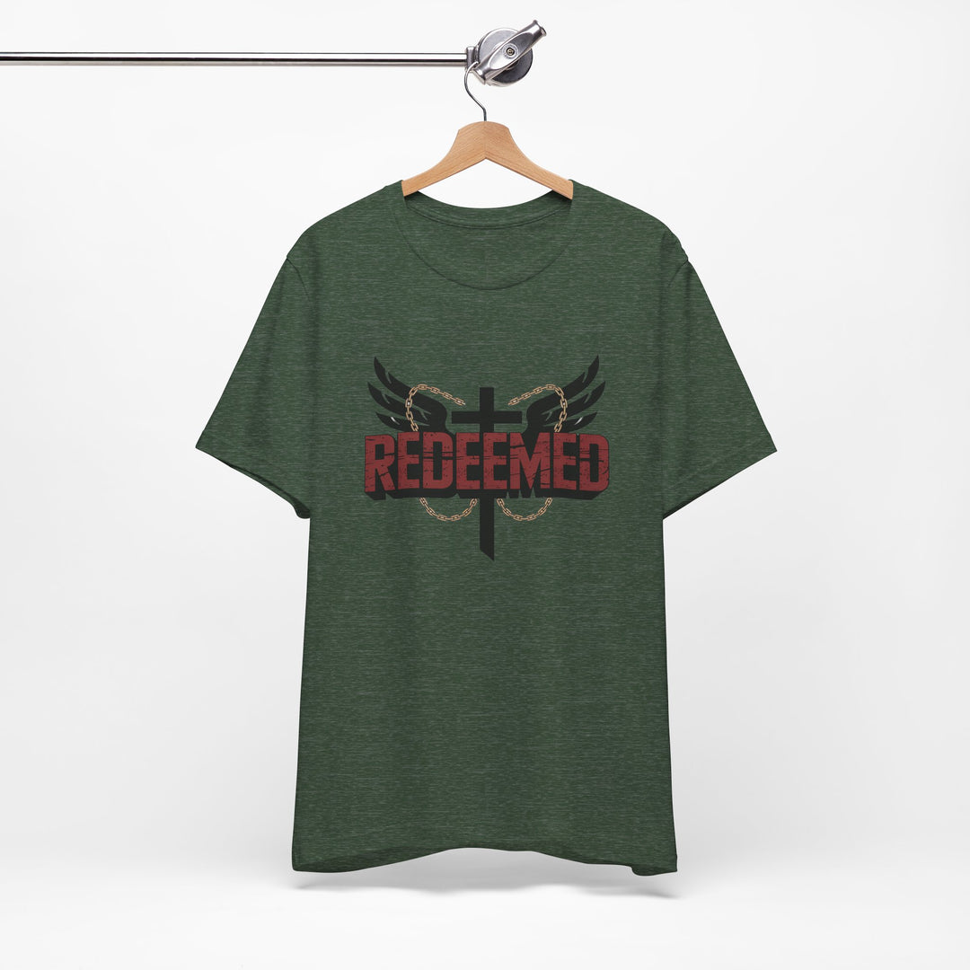 Christian Themed Unisex Short Sleeve Tee, Redeemed Shirt, Faith-Based Apparel, Inspirational T-Shirt, Spiritual Gift, Casual Wear