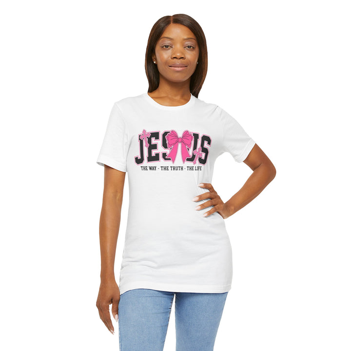 Jesus The Way The Truth The Life Pink Bow T-Shirt