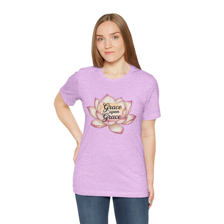 Lotus Blossom Inspirational Tee, Grace Upon Grace T-shirt, Mindfulness Gift, Spiritual Apparel, Relaxed Fit Tee, Yoga Wear