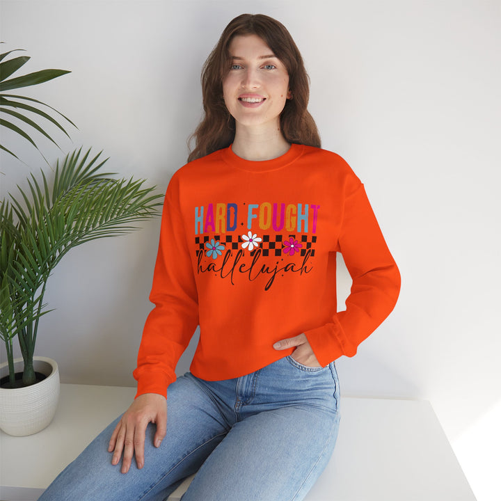 Hard Fought Hallelujah Sweatshirt | Inspirational Crewneck | Gift for Her | Cozy Casual Wear | Perfect for Holidays and Celebrations