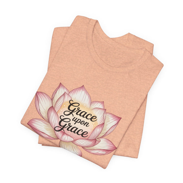 Lotus Blossom Inspirational Tee, Grace Upon Grace T-shirt, Mindfulness Gift, Spiritual Apparel, Relaxed Fit Tee, Yoga Wear