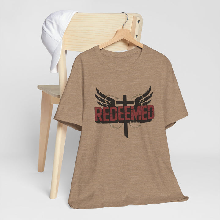 Christian Themed Unisex Short Sleeve Tee, Redeemed Shirt, Faith-Based Apparel, Inspirational T-Shirt, Spiritual Gift, Casual Wear