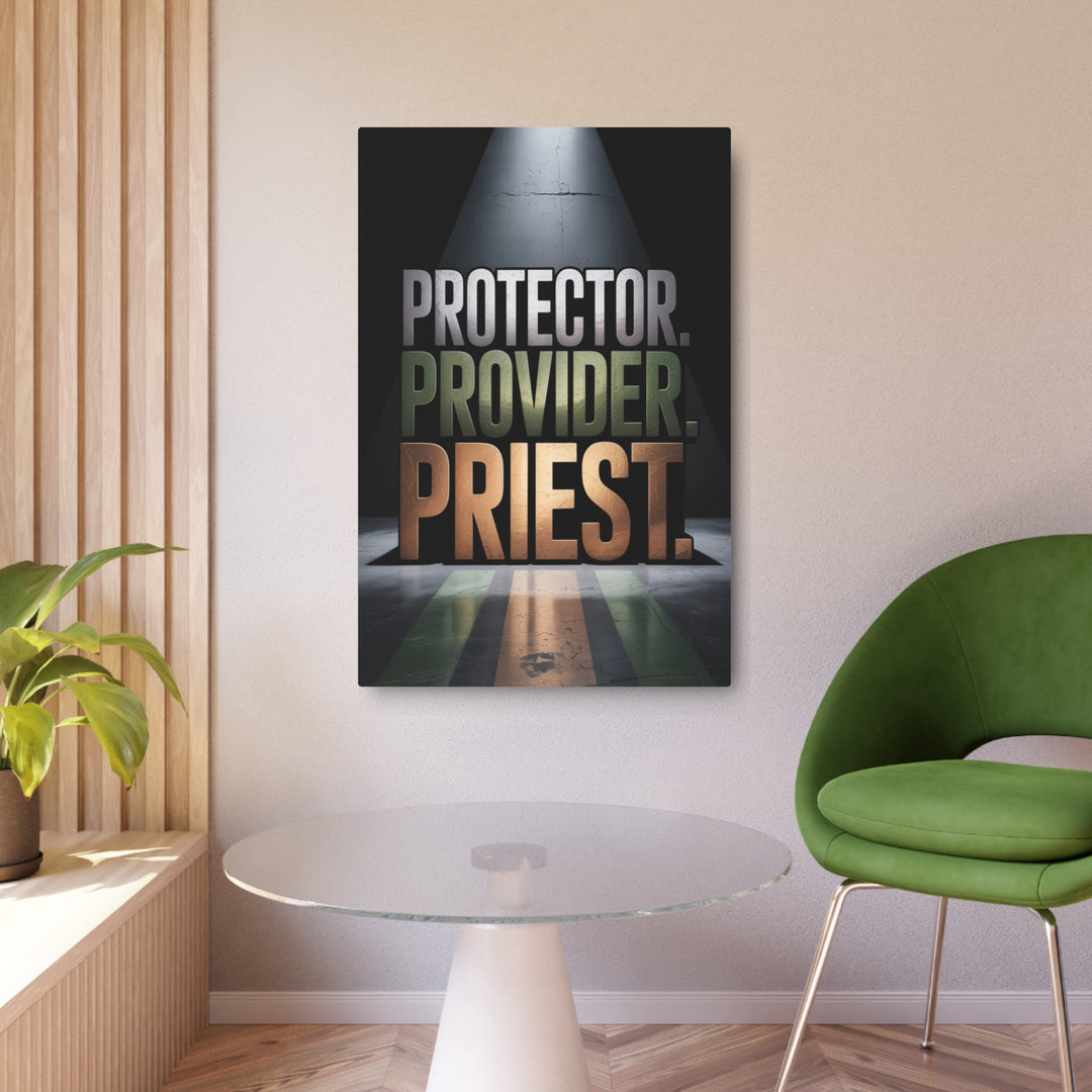 "Protector, Provider, Priest" - Three Roles of Godly Fathers Metal Wall Art