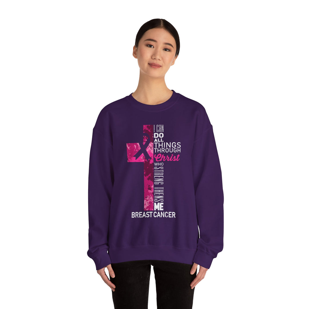 Inspirational Crewneck Sweatshirt for Breast Cancer Awareness, Faith Sweatshirt, Unisex Pullover, Hopeful Gift, Religious Apparel