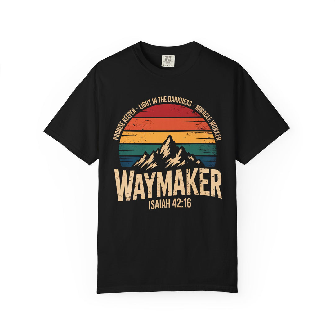 Waymaker Retro Christian T-Shirt - Isaiah 42:16 Vintage Sunset Design