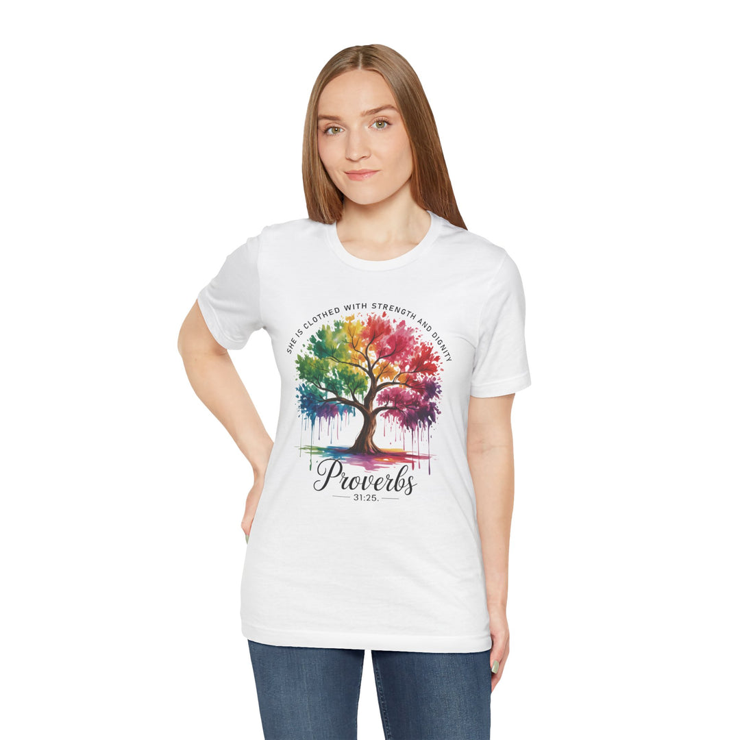 Rainbow Tree of Life Tee - Proverbs 31:25 Inspirational Shirt