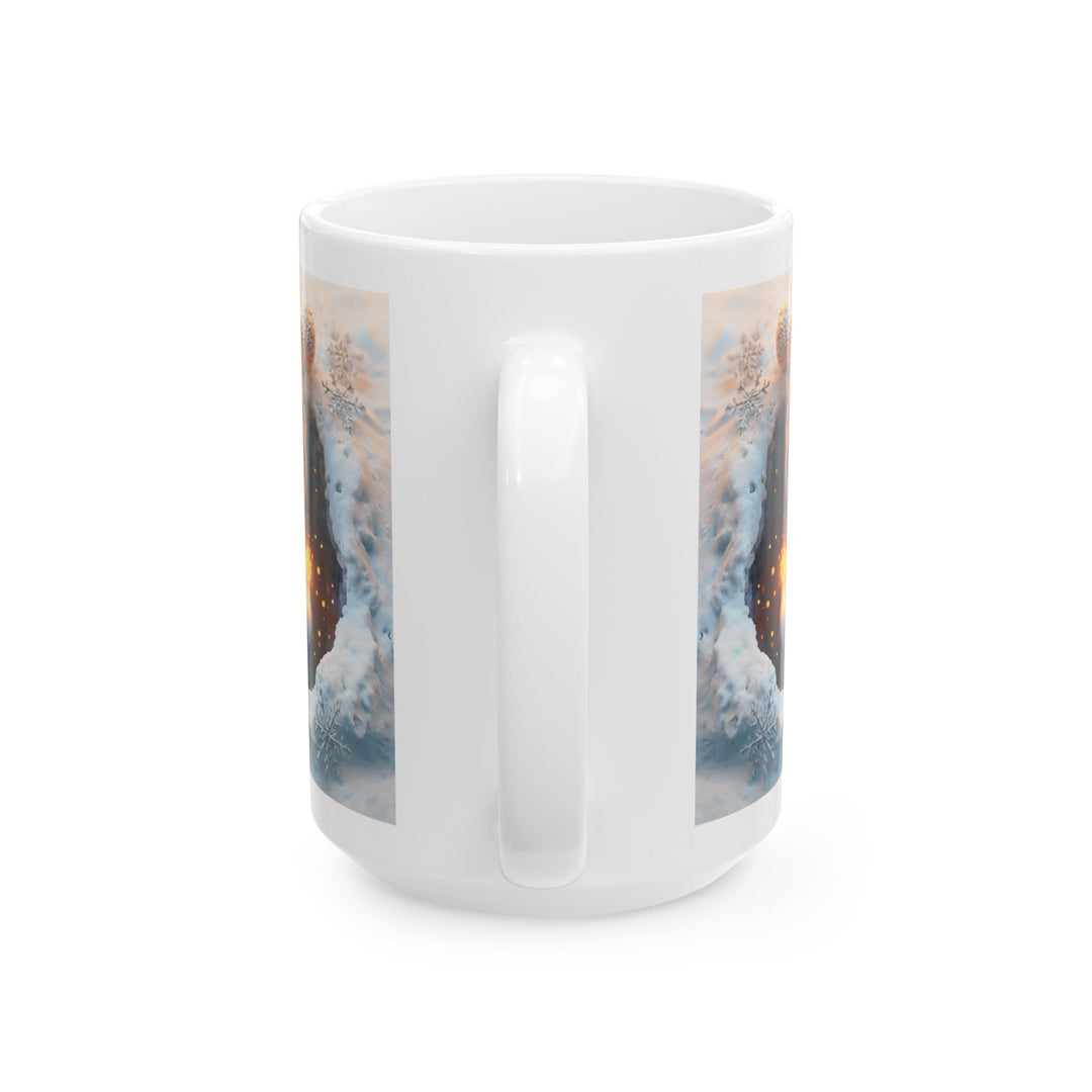 Cozy Winter Snoman Ceramic Mug - Snowflake Design, Holiday Gift, Coffee Cup, Tea Mug, Winter Decor, Home & Kitchen