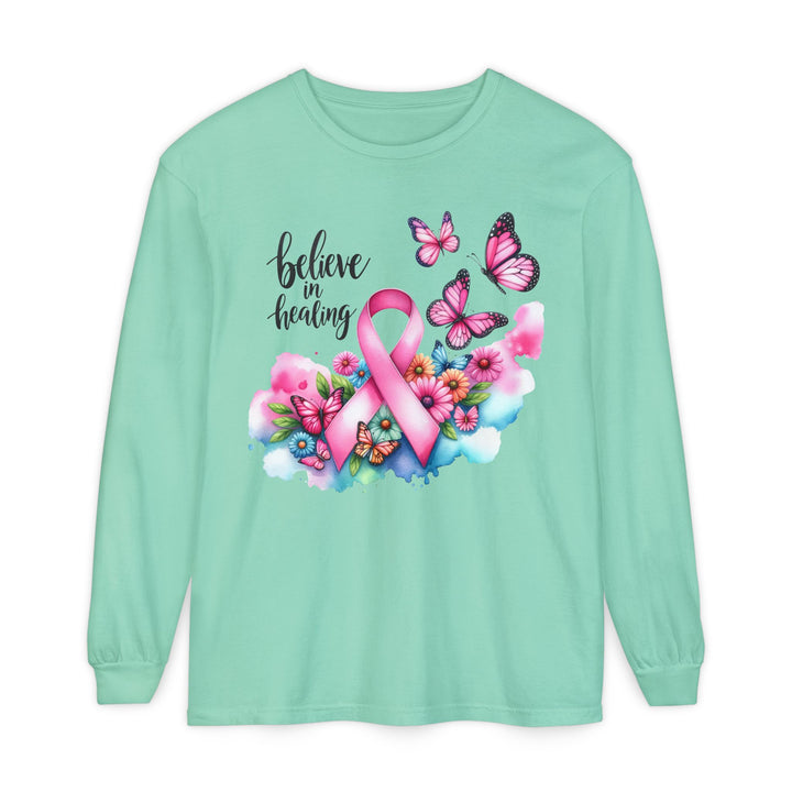 Breast Cancer Awareness Long Sleeve Tee, Supportive Gift, Inspirational Shirt for Women, Hope, Healing, Mother’s Day, Fundraising Event