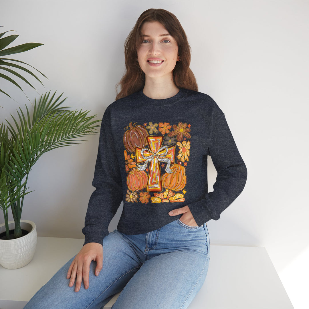 Fall Harvest Crewneck Sweatshirt, Autumn Sweatshirt, Thanksgiving Gift, Unisex Fall Apparel, Cozy Pumpkin Sweatshirt