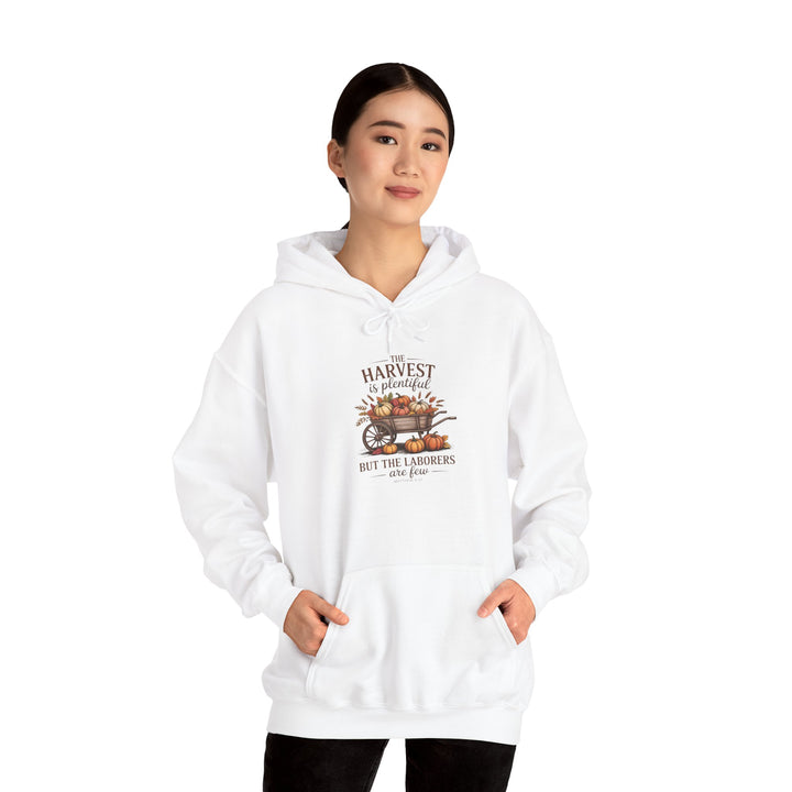 Autumn Harvest Hoodie with Matthew 9:37 Scripture Design