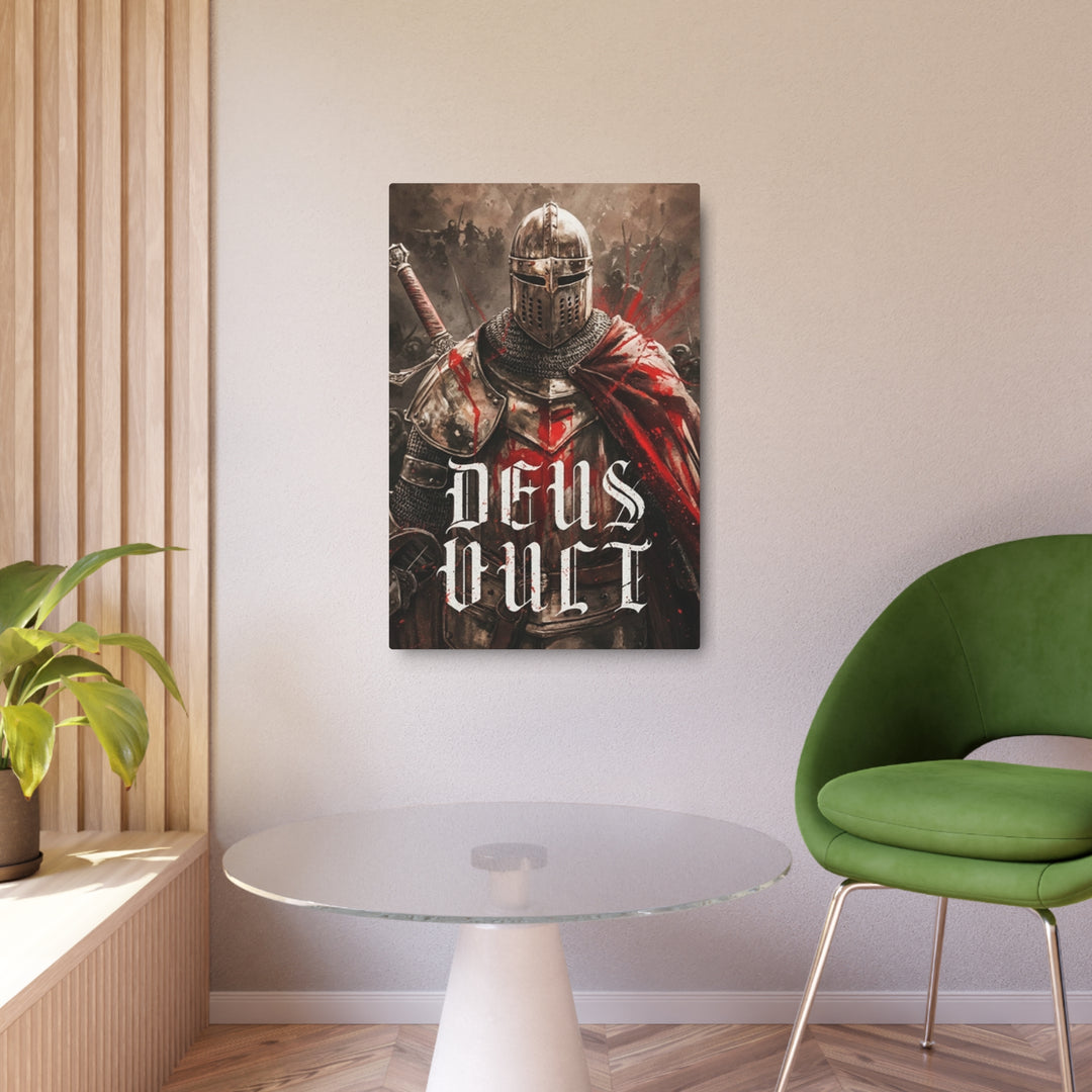 "Deus Vult - God Wills It" - Medieval Christian Knight Metal Wall Art