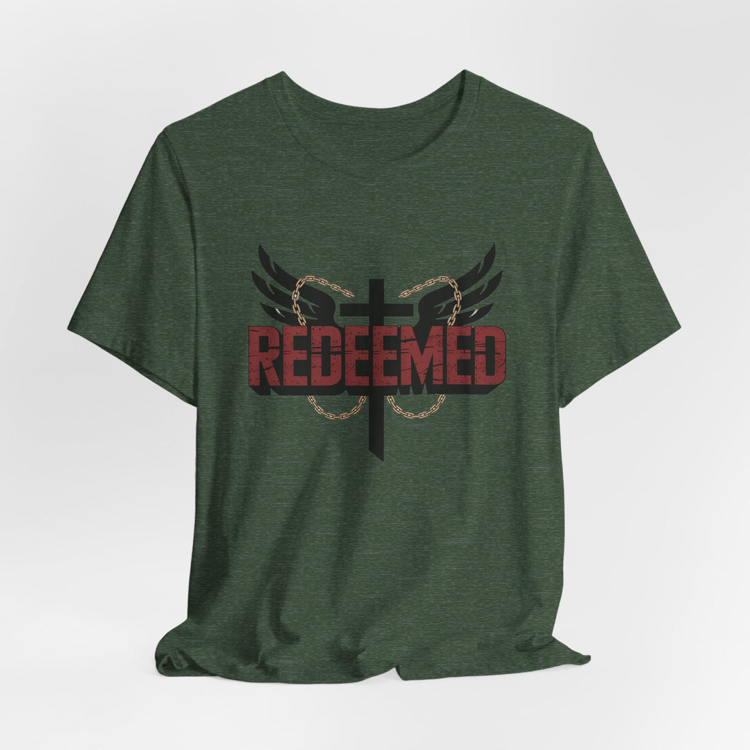 Christian Themed Unisex Short Sleeve Tee, Redeemed Shirt, Faith-Based Apparel, Inspirational T-Shirt, Spiritual Gift, Casual Wear