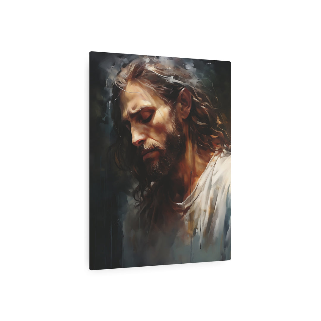 Serene Jesus Metal Art Sign – Inspirational Wall Decor