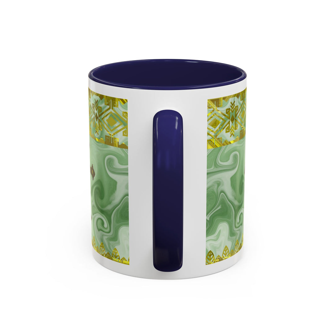 Gold Cross on Mint Marble – Elegant Christian Mug