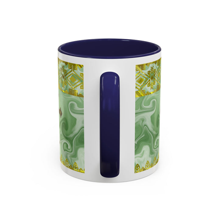 Gold Cross on Mint Marble – Elegant Christian Mug