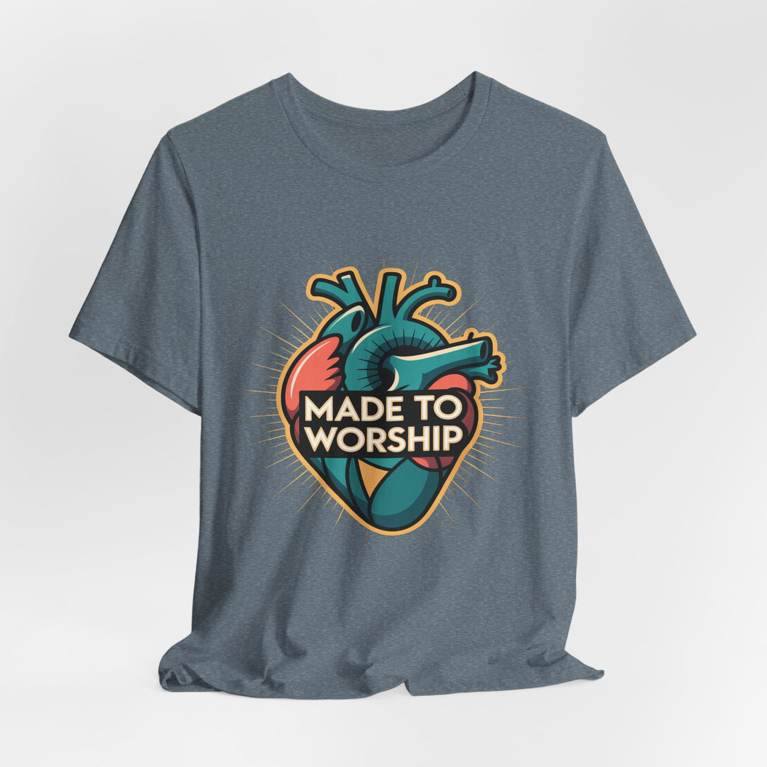 Made to Worship Unisex Jersey Tee, Heart Design Shirt, Casual Wear, Faith T-Shirt, Gift for Worshippers, Spiritual Apparel