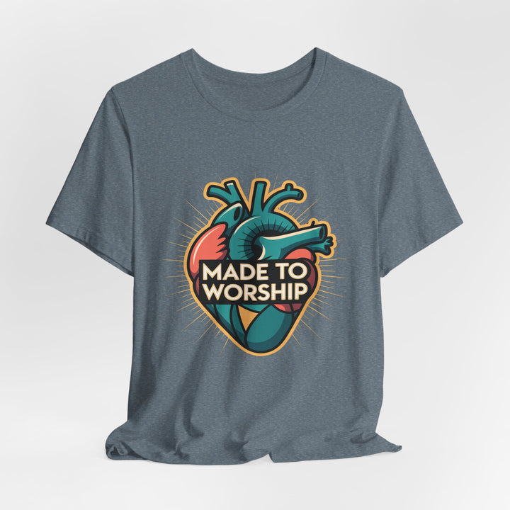 Made to Worship Unisex Jersey Tee, Heart Design Shirt, Casual Wear, Faith T-Shirt, Gift for Worshippers, Spiritual Apparel