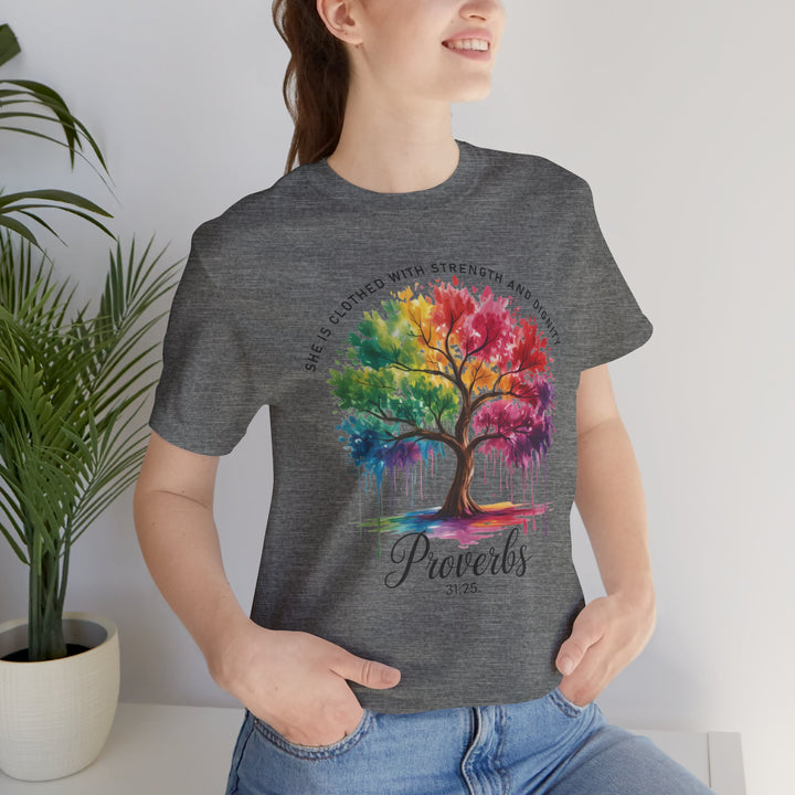 Rainbow Tree of Life Tee - Proverbs 31:25 Inspirational Shirt