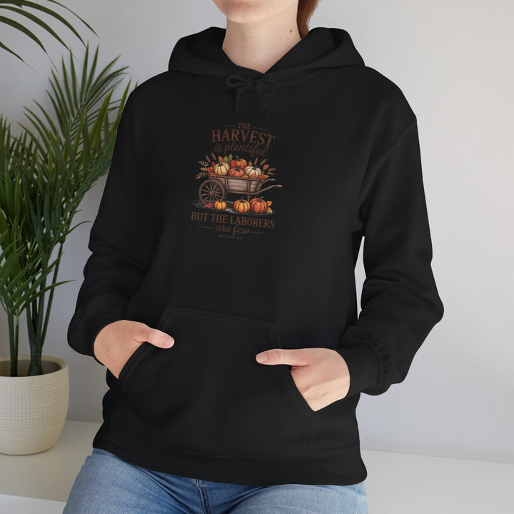 Autumn Harvest Hoodie with Matthew 9:37 Scripture Design