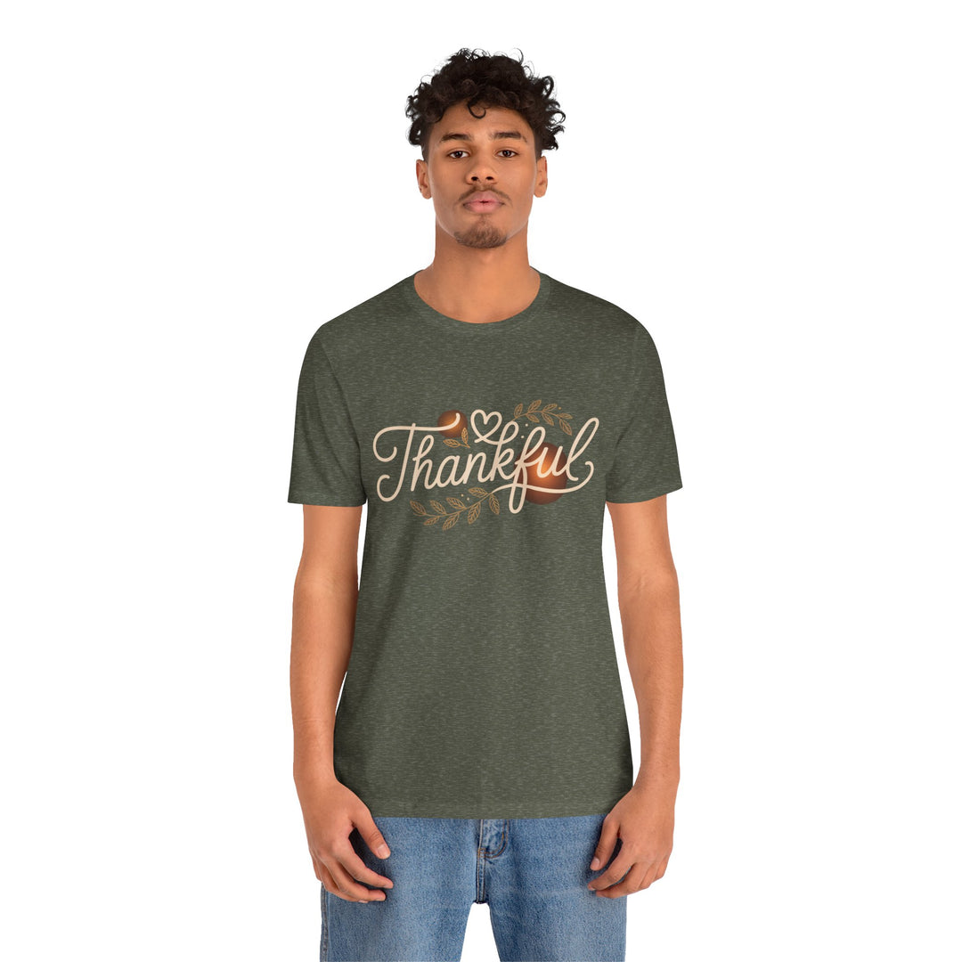 Thankful Tee - Unisex Jersey Short Sleeve Shirt for Thanksgiving, Gratitude Gift, Casual Wear, Family Gathering, Everyday Comfort