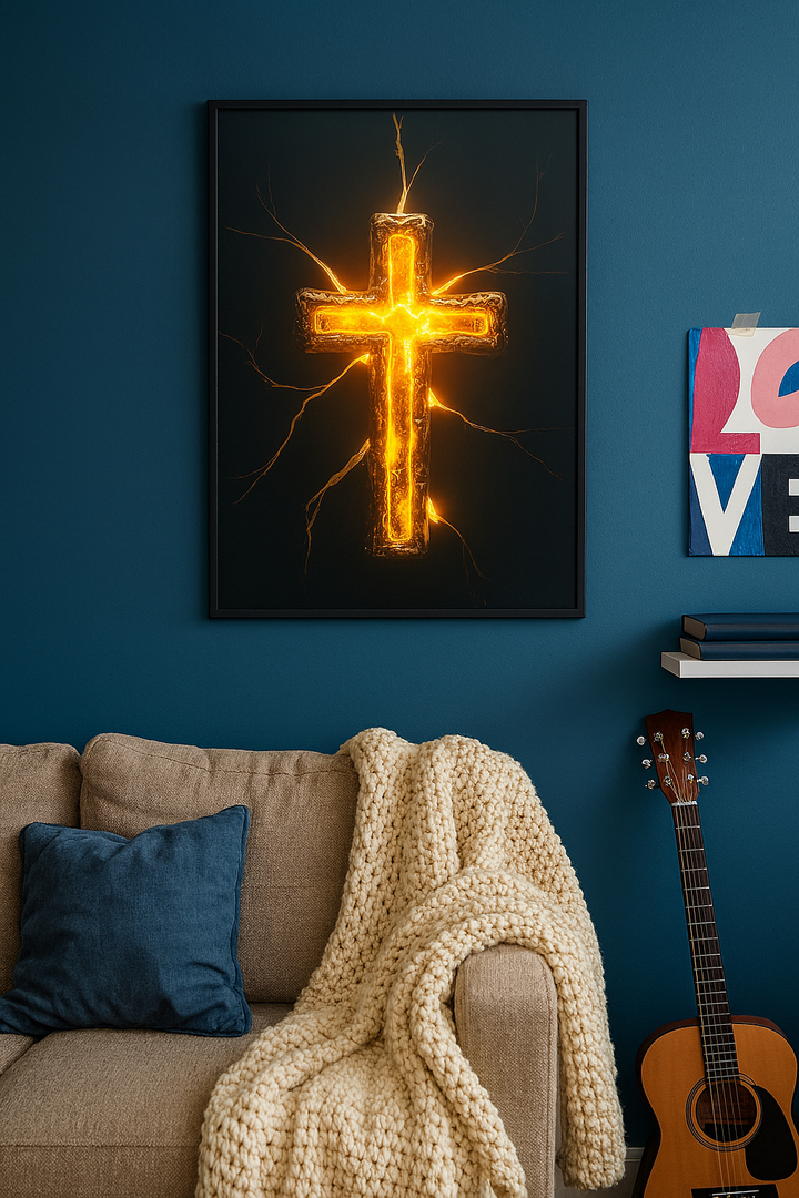 "Illuminated Cross" - Light of the World Metal Wall Art