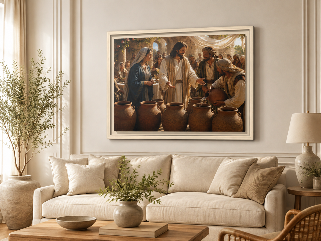 Wedding at Cana religious framed canvas art